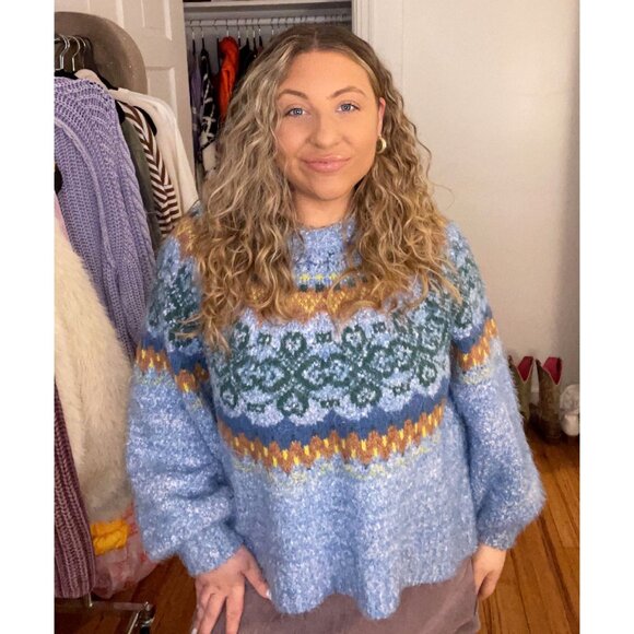 Free People Sweaters - FREE PEOPLE Festive Frost Sweater / Ice Blue Combo